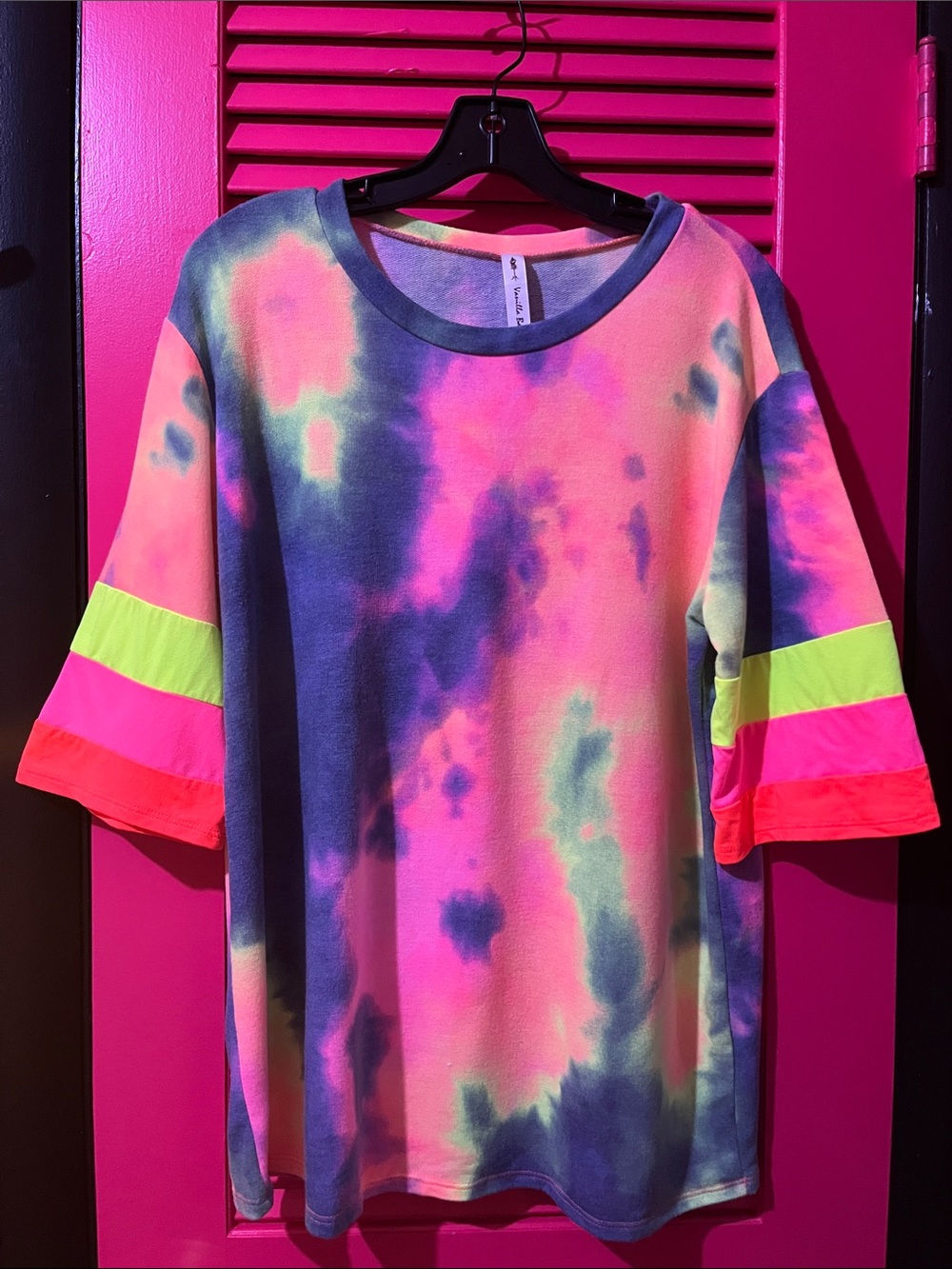 Vanilla Bay Neon Tie-Dye Tee — Pink, Blue, Lime
